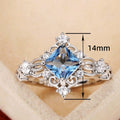 Princess Pattern Aquamarine Imitation Gemstone Index Ring With Rhombus Zircon Inlay view 5