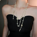 Light Luxury Oval Faux Pearl Multi Layer Wrap Necklace For French Evening Dress view 4