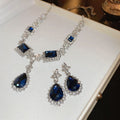 Light Luxury Geometric Rhinestone Teardrop Alloy Necklace Earrings Jewelry Set view 4