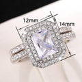 Fashion Micro Pave Zircon Couple Ring Set, European American Double Rings Jewelry view 5