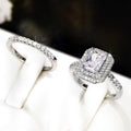 Fashion Micro Pave Zircon Couple Ring Set, European American Double Rings Jewelry view 2