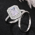 Fashion Micro Pave Zircon Couple Ring Set, European American Double Rings Jewelry view 4