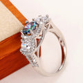 European Fashion Colorful Glass Ring For Women, Micro Pave Zircon Cross Border Jewelry Supply view 4