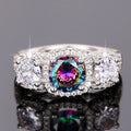 European Fashion Colorful Glass Ring For Women, Micro Pave Zircon Cross Border Jewelry Supply view 1