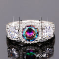 European Fashion Colorful Glass Ring For Women, Micro Pave Zircon Cross Border Jewelry Supply view 5