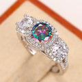 European Fashion Colorful Glass Ring For Women, Micro Pave Zircon Cross Border Jewelry Supply view 3
