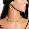 Luxury Heart Jewelry Set With Statement Flower Necklace And Multicolor Circle Earrings For Women view 2