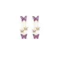 Elegant Korean Style Purple Butterfly Zircon Long Tassel Alloy Drop Dangle Earrings view 5