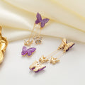 Elegant Korean Style Purple Butterfly Zircon Long Tassel Alloy Drop Dangle Earrings view 4