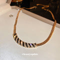 Vintage Alloy Striped Geometric Rhinestone Choker Necklace For Women view 1