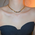 Vintage Alloy Striped Geometric Rhinestone Choker Necklace For Women view 2
