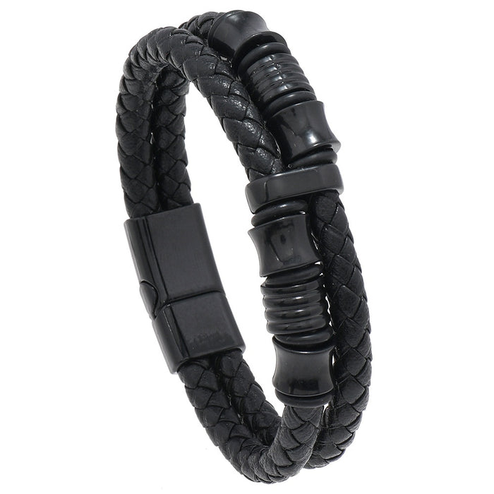 Simple Creative Woven Men's Multilayer Leather Bracelet, European American Hip Hop Wristband