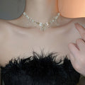 French Court Style Sweet Artificial Crystal Heart Pearl Collarbone Necklace For Women view 3