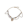 French Court Style Sweet Artificial Crystal Heart Pearl Collarbone Necklace For Women view 5