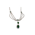 Vintage Rhinestone Emerald Zircon Multilayer Necklace And Earrings Jewelry Set For Women view 5