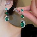 Vintage Rhinestone Emerald Zircon Multilayer Necklace And Earrings Jewelry Set For Women view 4