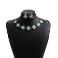 Luxury Alloy Rhinestone Daisy Flower Jewelry Set Vintage Banquet Necklace Drop Earrings view 5