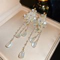 Alloy Rhinestone Pearl Tassel Flower Drop Earrings French Romantic Fresh Style Earrings view 4