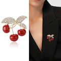 Alloy Rhinestone Enamel Cherry Brooch Pin For Summer Apparel Decoration view 2