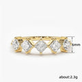 Gold Color Diamond Shape Row Zircon Heart To Heart Minimalist Luxury Ring For Women view 4