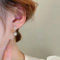 Copper Pearl Geometric Round Stud Earrings Minimalist Style Commuter Jewelry view 3