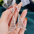 Korean Dongdaemun Style Sparkling Zircon Geometric Triangle Pendant Drop Earrings For Women view 3