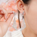 Korean Dongdaemun Style Sparkling Zircon Geometric Triangle Pendant Drop Earrings For Women view 2