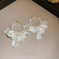 Chic Alloy Pearl Tassel Geometric Hoop Earrings For Women Trendy Elegant Dangle Jewelry view 4