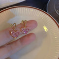 Pink Heart Zircon Stud Earrings 2023 Trendy Sweet Fashion Earrings For Women Jewelry view 4