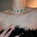 Colorful Dopamine Rhinestone Heart Necklace For Women view 3