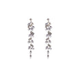 Luxury Silver Needle Leaf Tassel Zircon Rhinestone Waterdrop Long Dangle Korean Elegant Earrings view 5