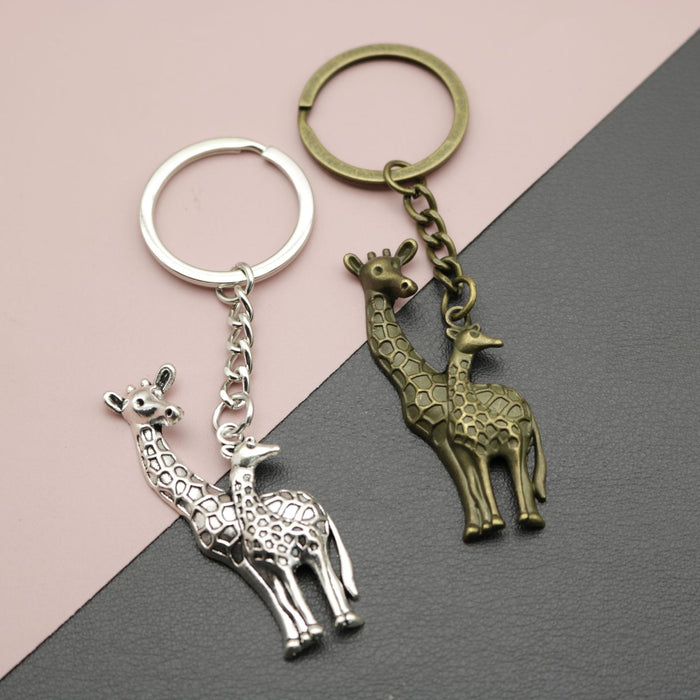 Zinc Alloy Giraffe Keychain Minimalist Animal Key Ring Gift