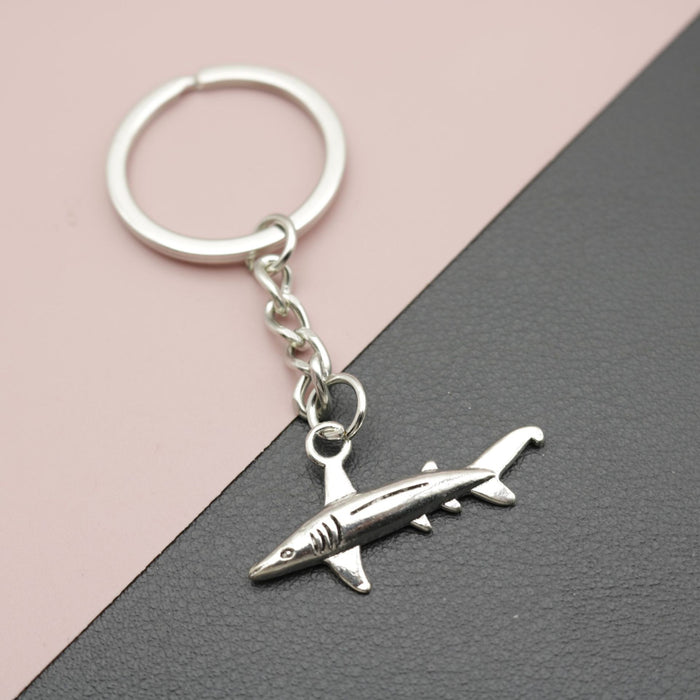Zinc Alloy Great White Shark Keychain Bag Charm