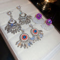 Chic Alloy Rhinestone Crystal Hollow Teardrop Geometric Tassel Drop Earrings With Silver Pins view 1
