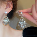 Chic Alloy Rhinestone Crystal Hollow Teardrop Geometric Tassel Drop Earrings With Silver Pins view 2