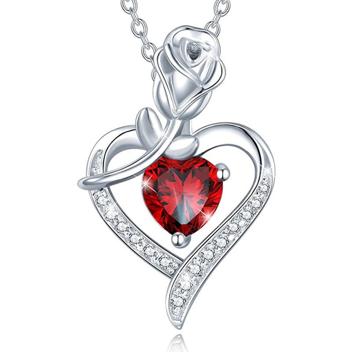 Light Luxury Heart Flower Rose Collarbone Necklace Niche Style Gift Jewelry For Women