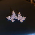 Copper Zircon Butterfly Stud Earrings Minimalist Luxury Insect Design Fashion Jewelry view 4