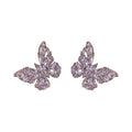 Copper Zircon Butterfly Stud Earrings Minimalist Luxury Insect Design Fashion Jewelry view 5