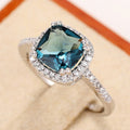 Vintage Royal Tanzanite Blue Square Ring For Women, Simple Queen Style Fashion Index Finger Jewelry view 2