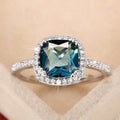 Vintage Royal Tanzanite Blue Square Ring For Women, Simple Queen Style Fashion Index Finger Jewelry view 1