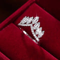 European Court Feather Crown V Shaped Ring For Women, Bridal Engagement Wedding Jewelry view 2