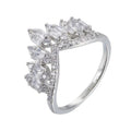 European Court Feather Crown V Shaped Ring For Women, Bridal Engagement Wedding Jewelry view 4