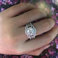Exaggerated Round Oversized Solitaire Three-Piece Ring Set, Couple Wedding Ceremony Props view 4
