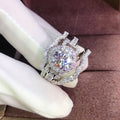 Exaggerated Round Oversized Solitaire Three-Piece Ring Set, Couple Wedding Ceremony Props view 2