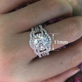 Exaggerated Round Oversized Solitaire Three-Piece Ring Set, Couple Wedding Ceremony Props view 5