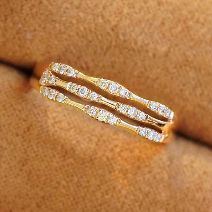 Fashion Bamboo Joint Multi Layer Ring For Women, Diamond Inlaid Light Luxury Index Finger Jewelry