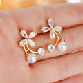Sweet Flower Pearl Stud Earrings, Designer Style Elegant Fashion Ear Jewelry view 4