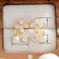 Sweet Flower Pearl Stud Earrings, Designer Style Elegant Fashion Ear Jewelry view 5