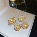 Light Luxury New Chinese Vintage Pearl Flower Zircon Round Geometric Pendant Necklace for Women view 3