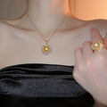 Light Luxury New Chinese Vintage Pearl Flower Zircon Round Geometric Pendant Necklace for Women view 2